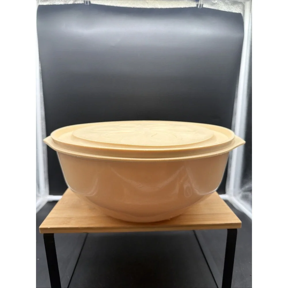 Vintage Rubbermaid Daisy 6 Quarts Storage Container 3224 Beige Tan Bowl W/Lid